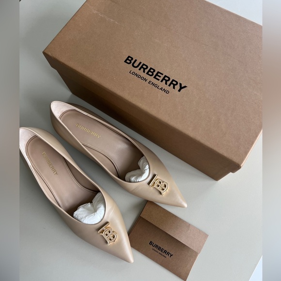 NWT Authentic Burberry Ezra Tb Monogram Pointed Pump Chesnut - Picture 12 of 14